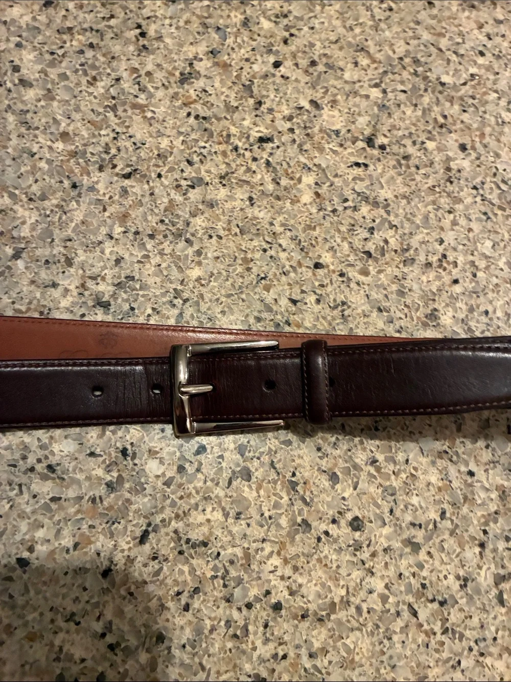 Vintage Brooks Brothers Dark Brown  Leather Belt and Silver Buckle. Italy made